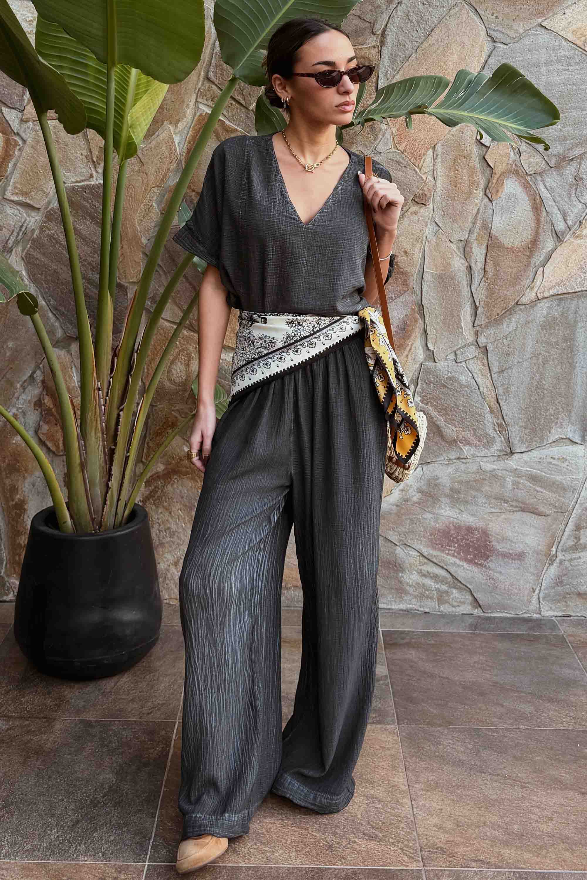 Graphite Wide Leg Pants