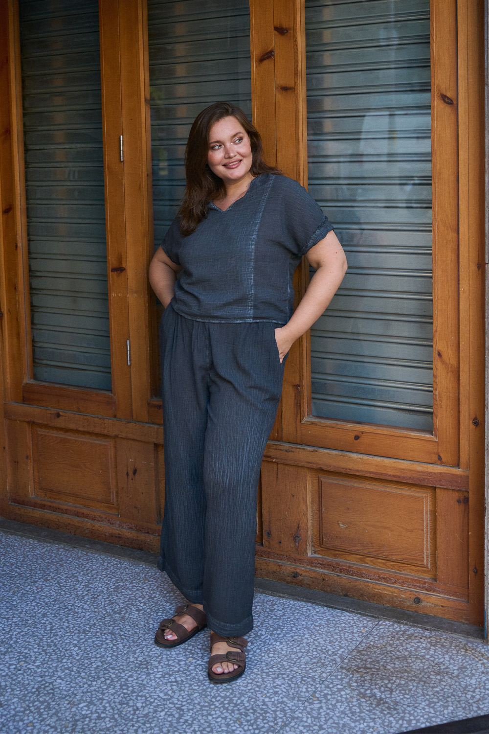 Graphite Wide Leg Pants