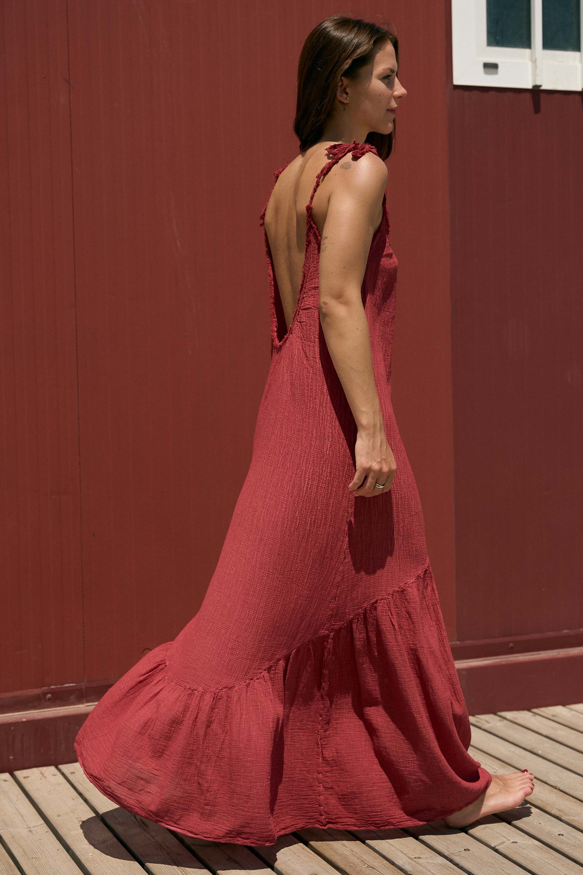 Burgundy Strappy Dress