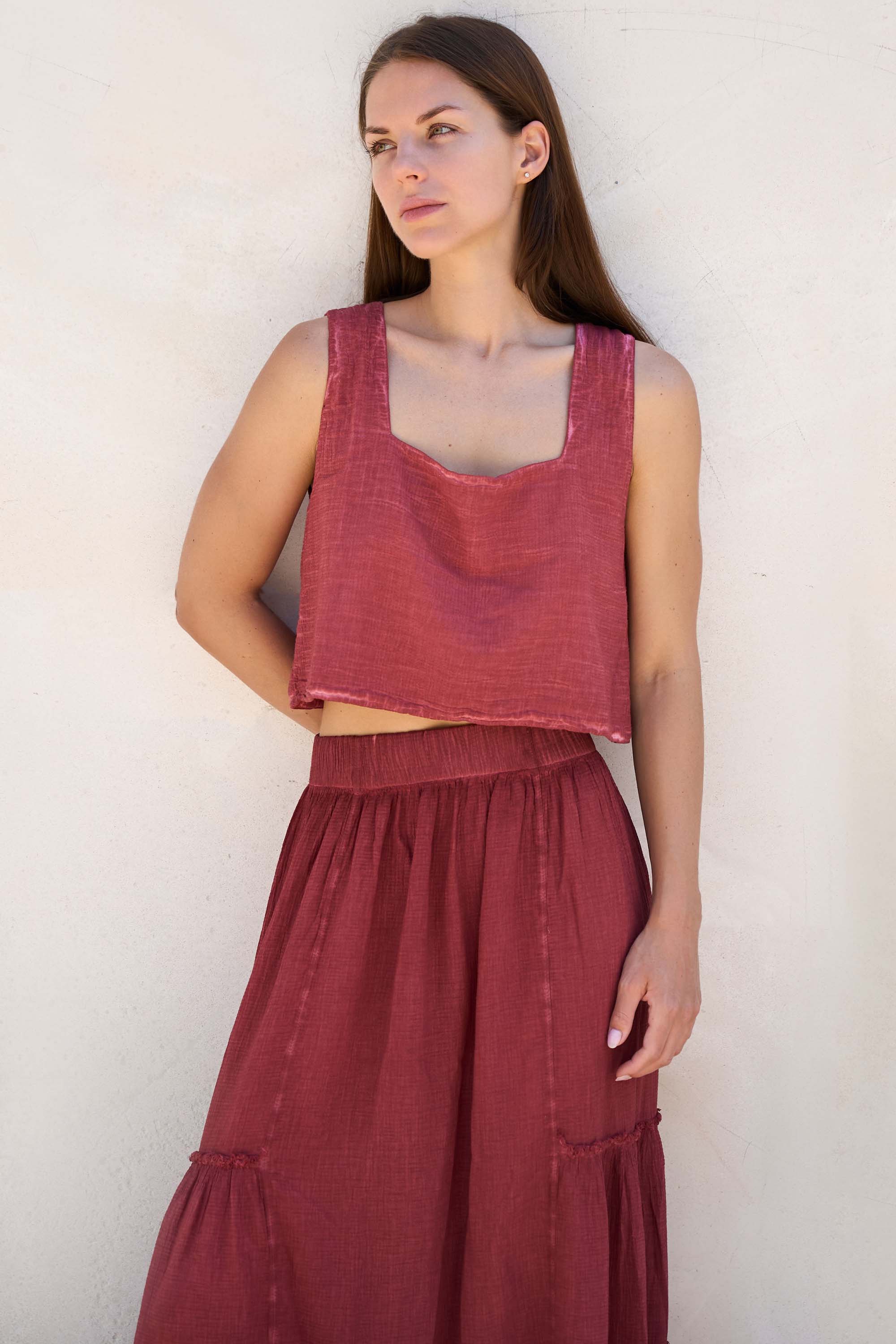 Burgundy Strappy Blouse