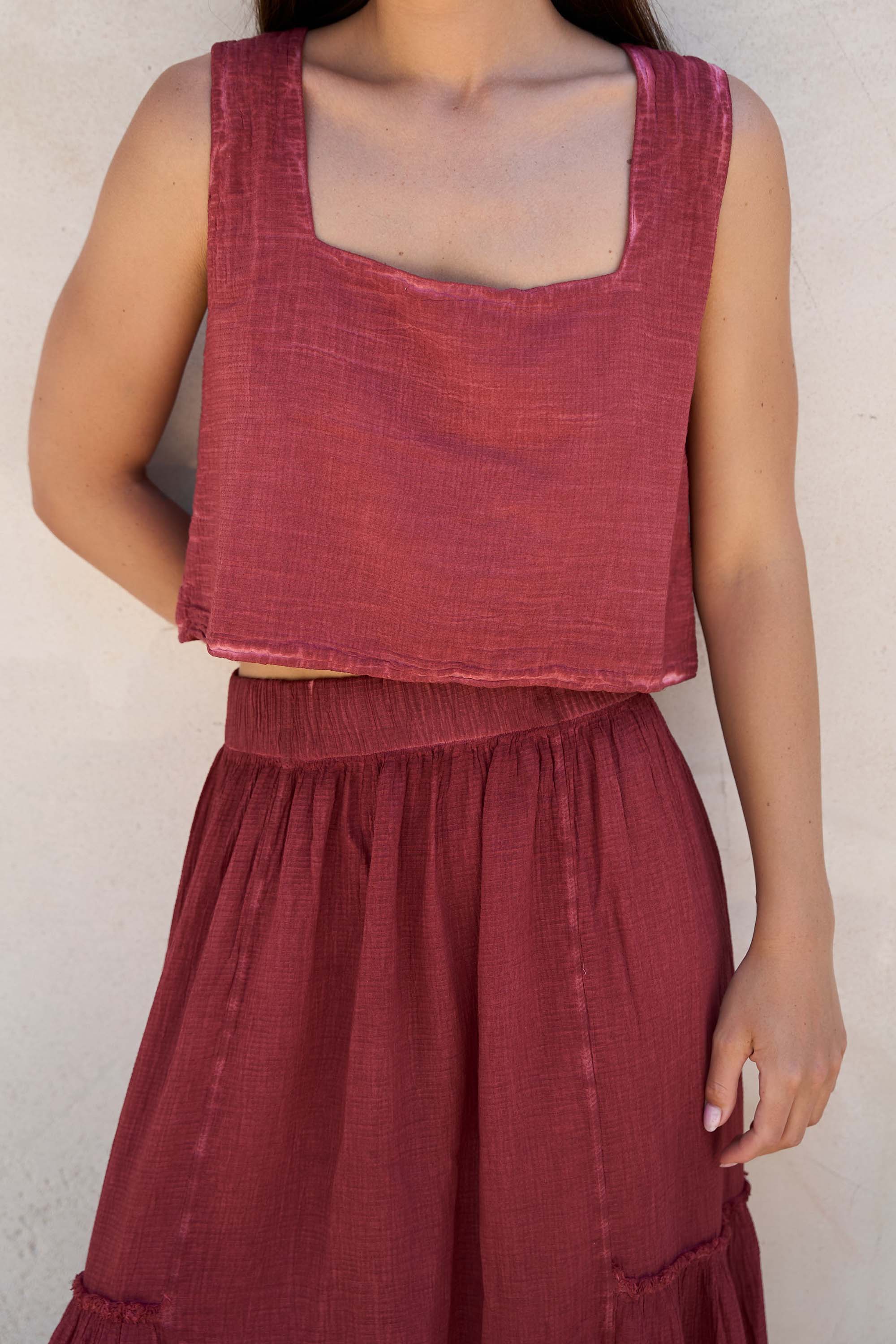 Burgundy Strappy Blouse