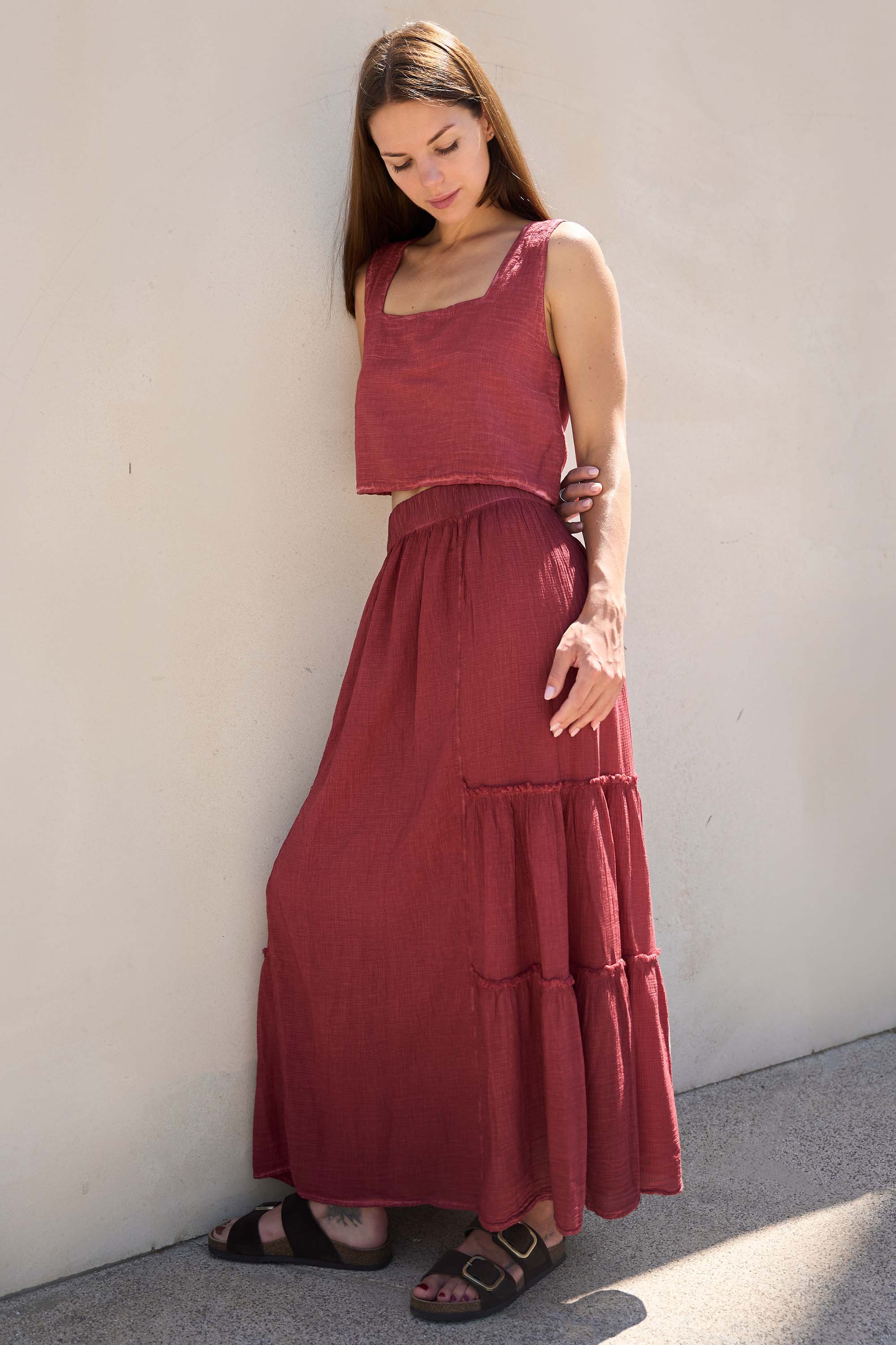 Burgundy Strappy Blouse