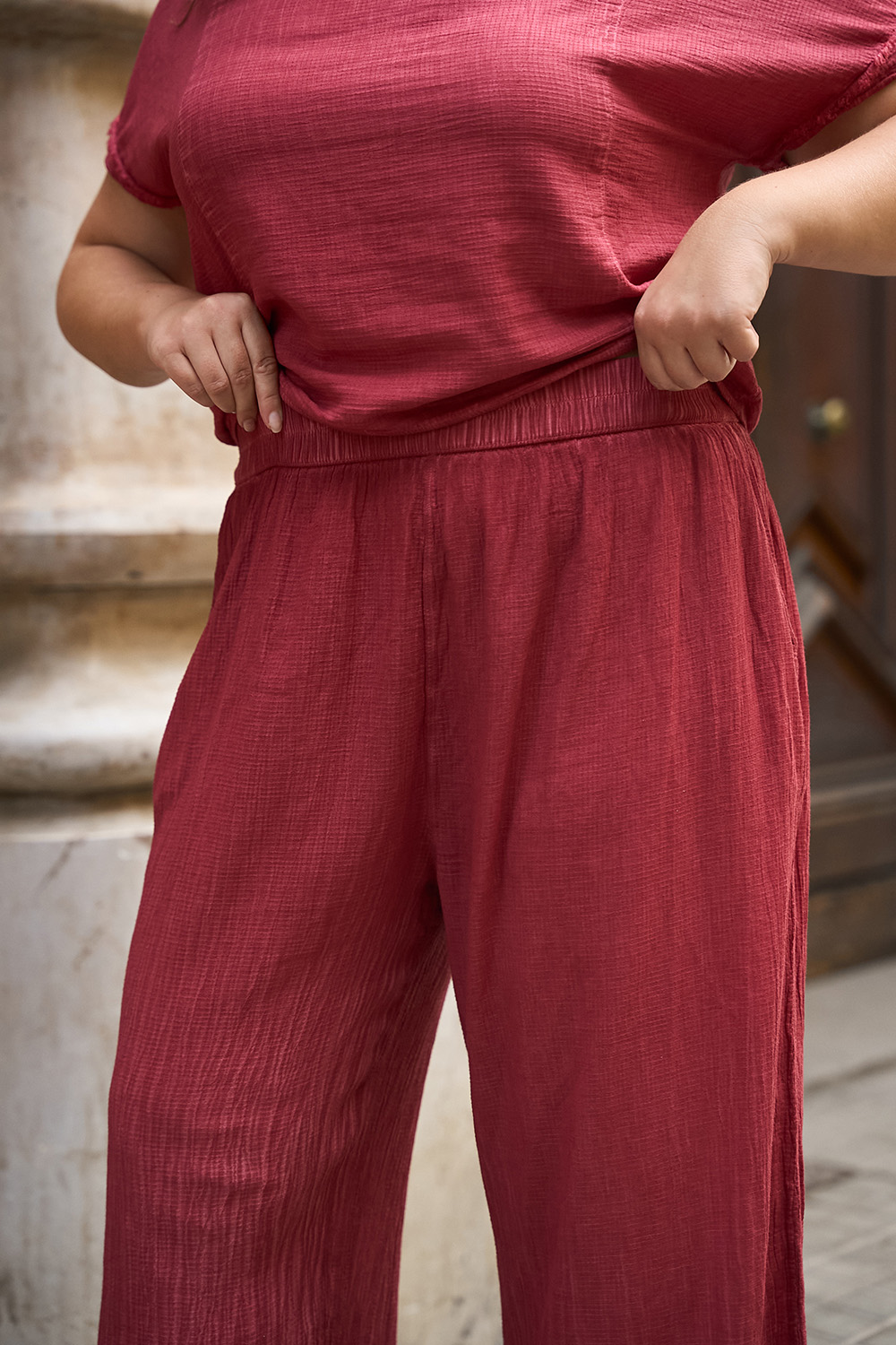 Burgundy Wide Leg Pants
