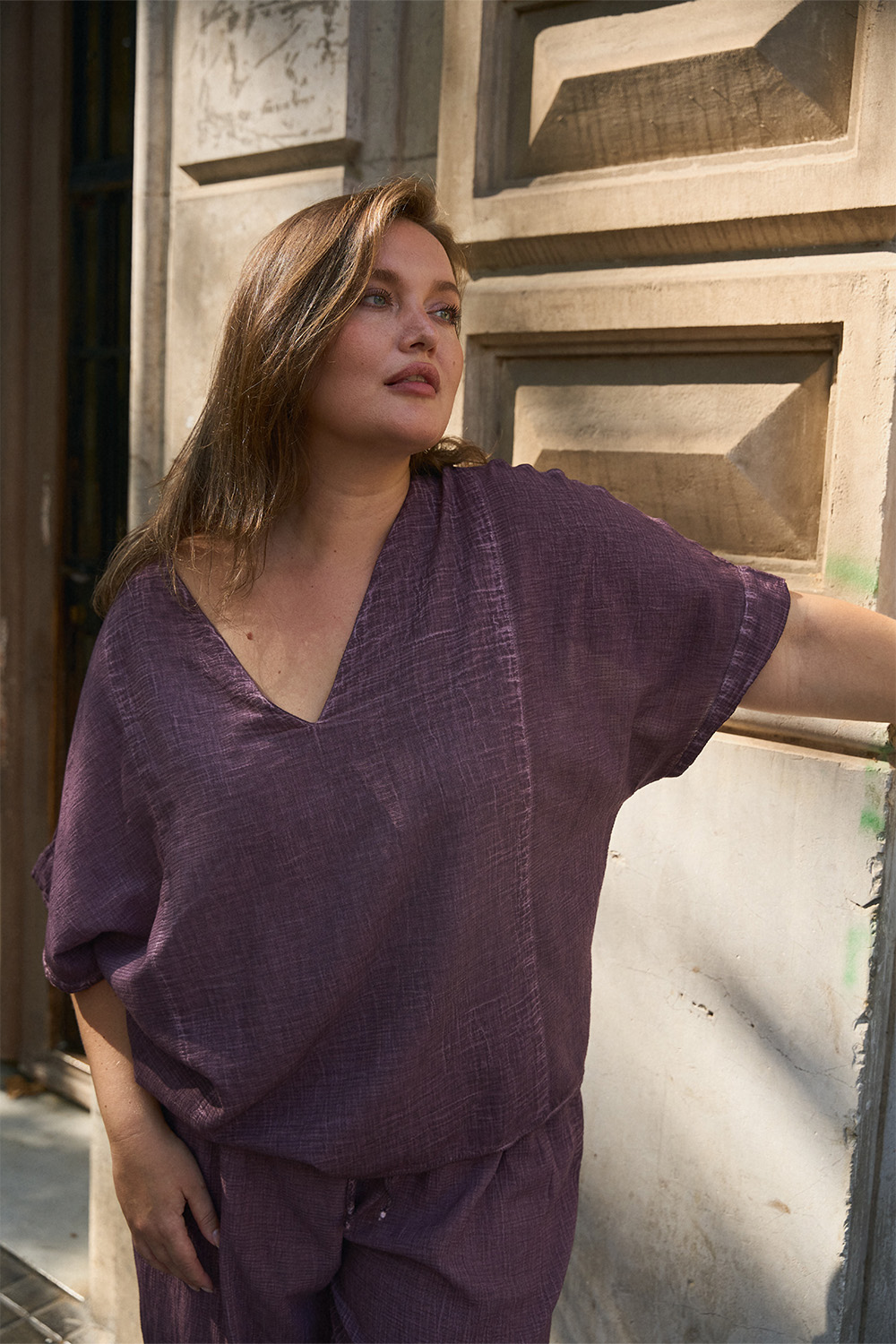 Cotton Plus V-Neck Blouse
