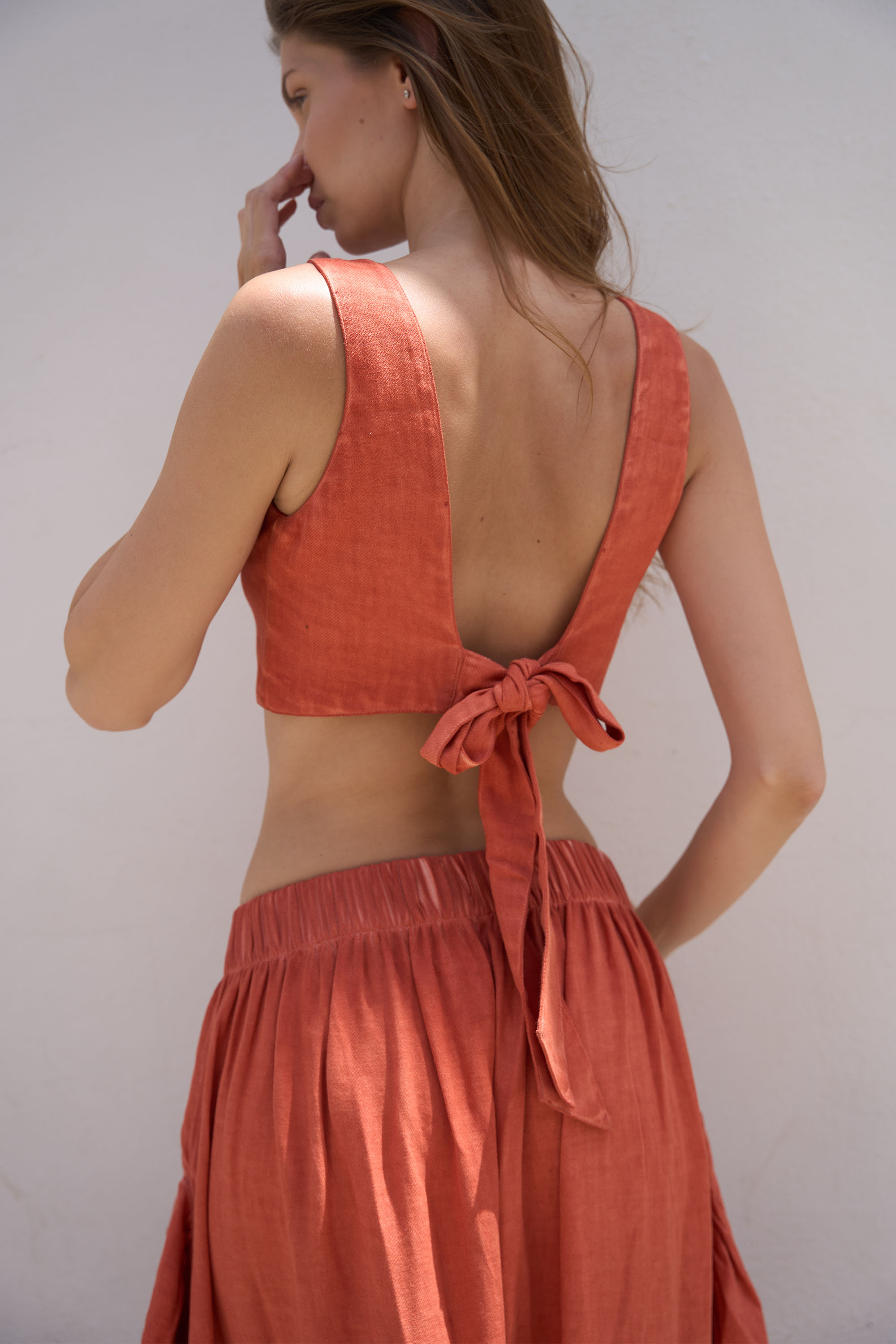 Linen Terracotta Strappy Bustier