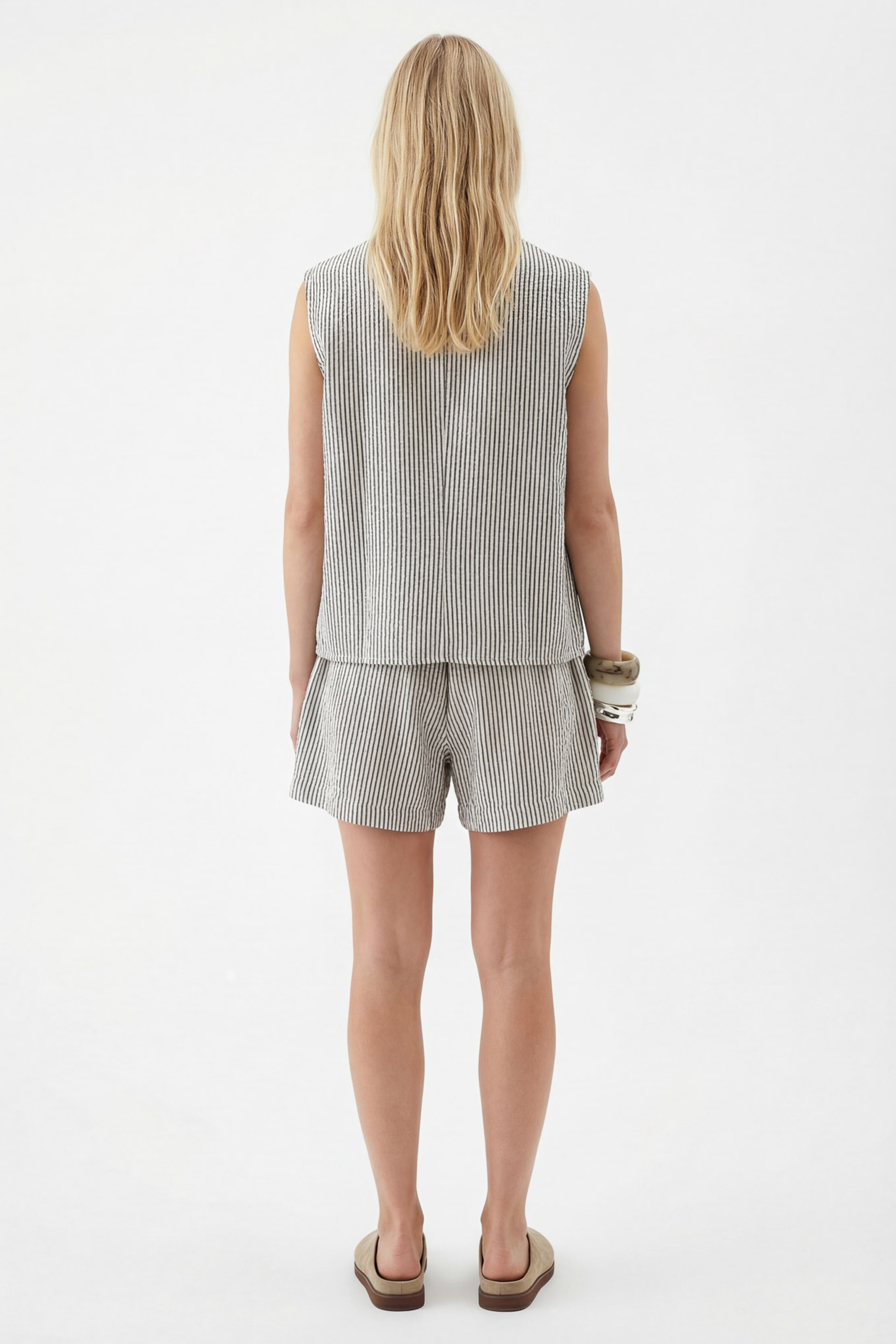 Crinkle Black Striped Waistcoat