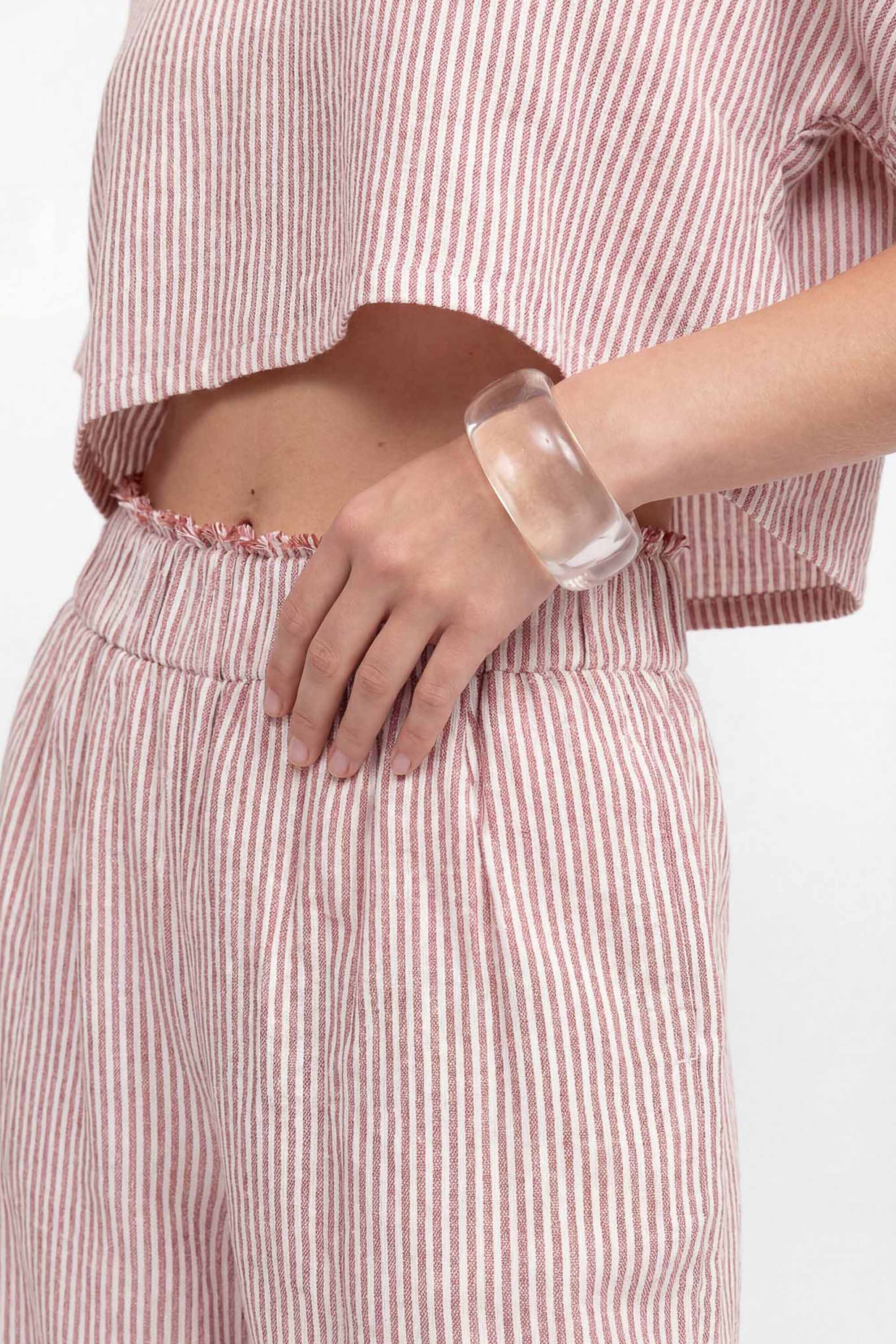 Crinkle Kırmızı Çizgili Palazzo Pantolon