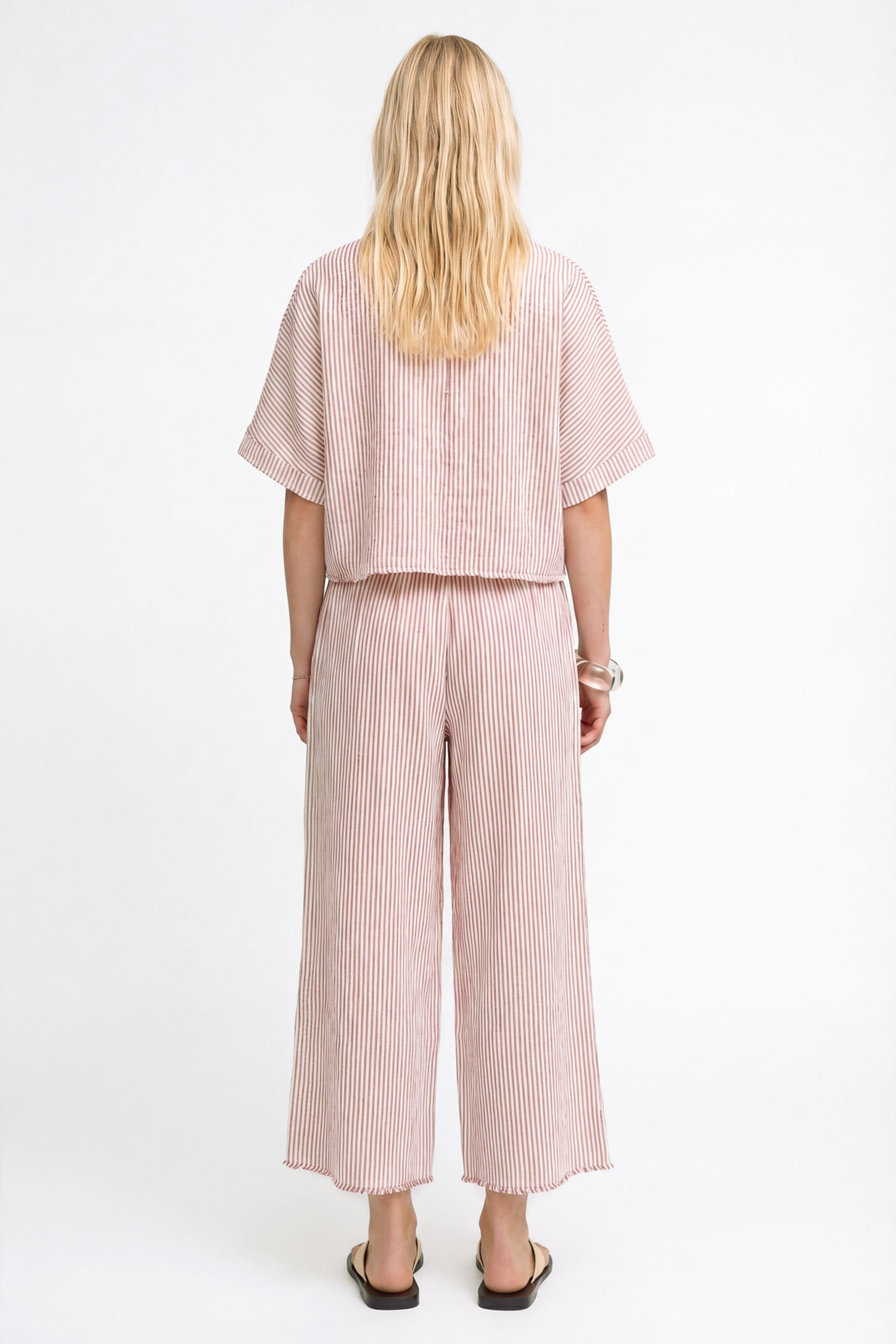 Crinkle Kırmızı Çizgili Palazzo Pantolon