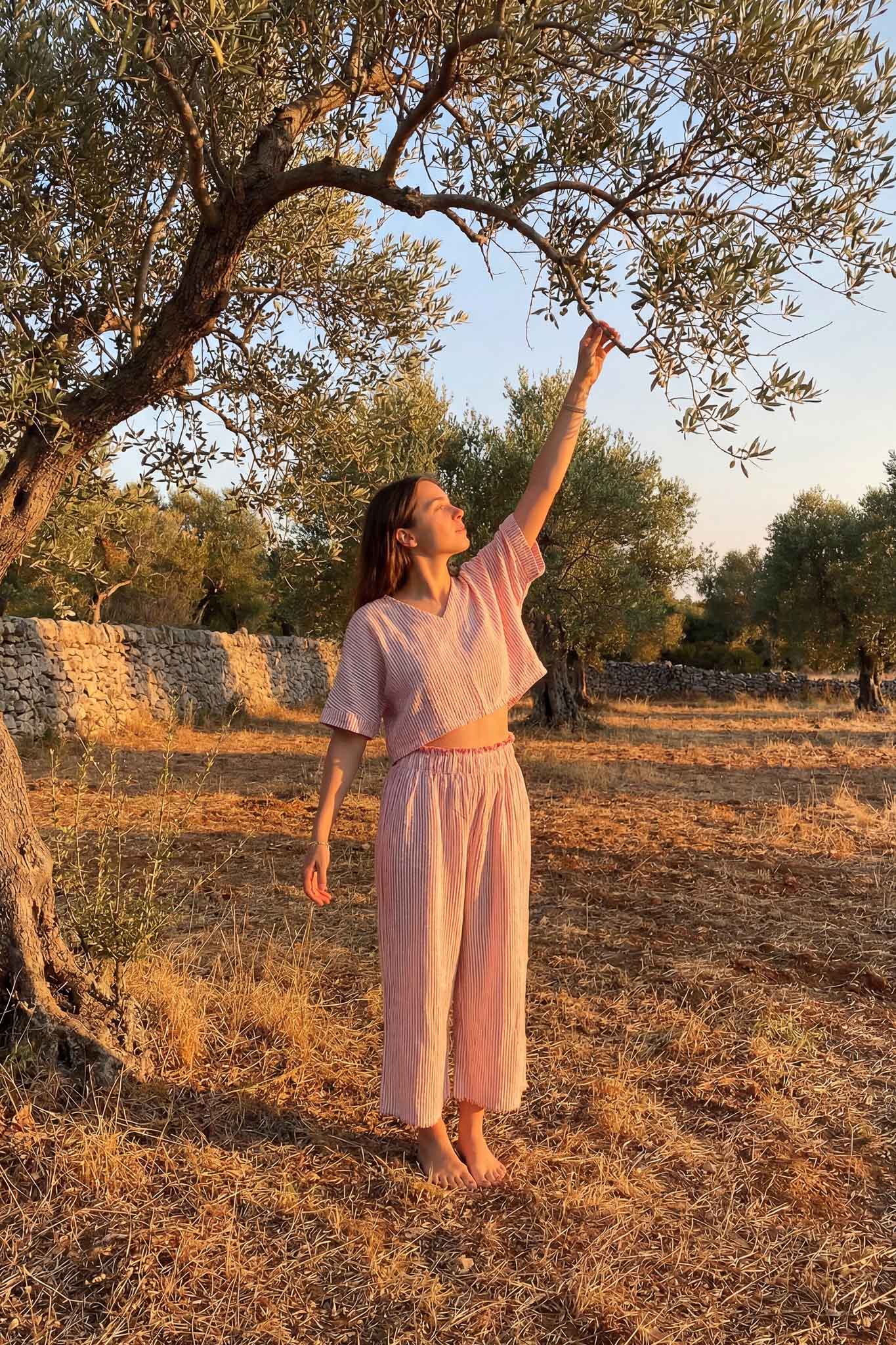 Crinkle Kırmızı Çizgili Palazzo Pantolon