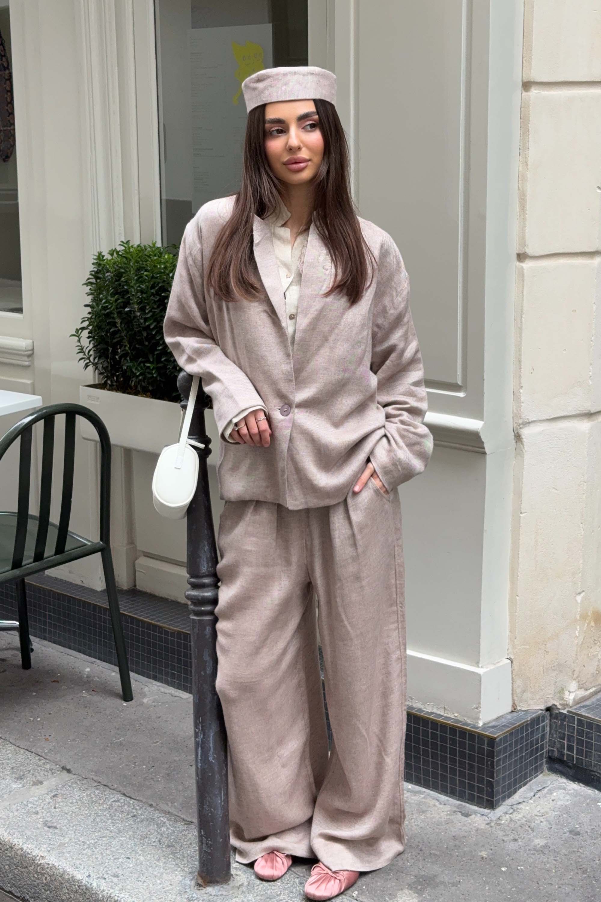 Brown Mélange Linen Jacket