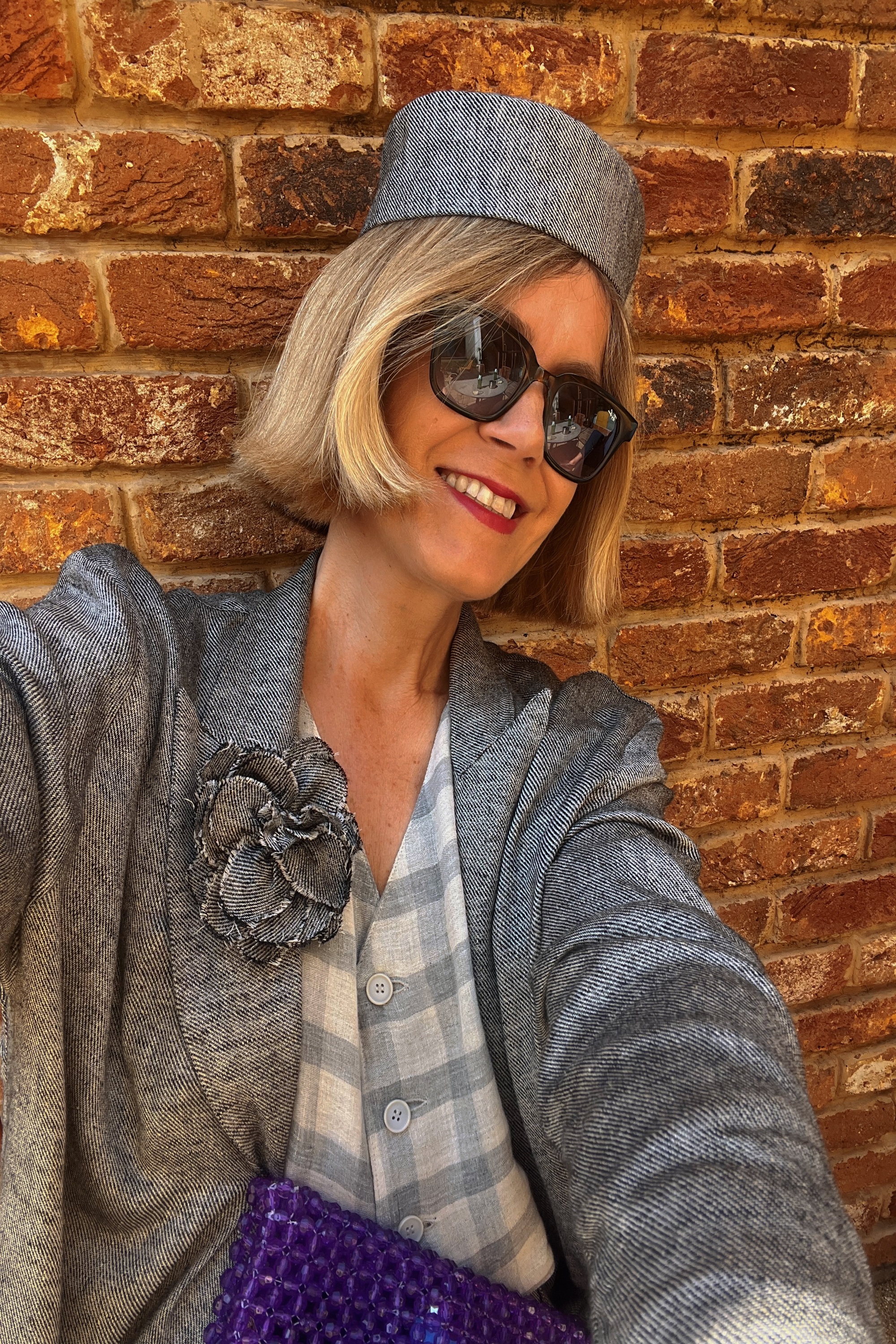 Black Mélange Linen Pillbox Hat