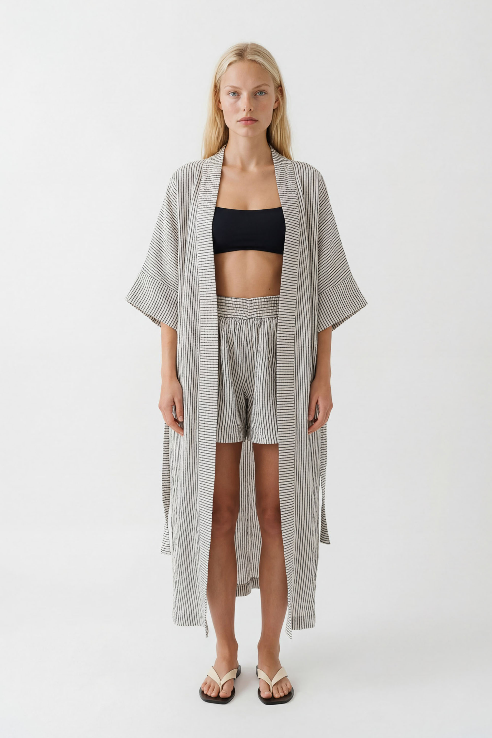 Siyah Çizgili Kimono